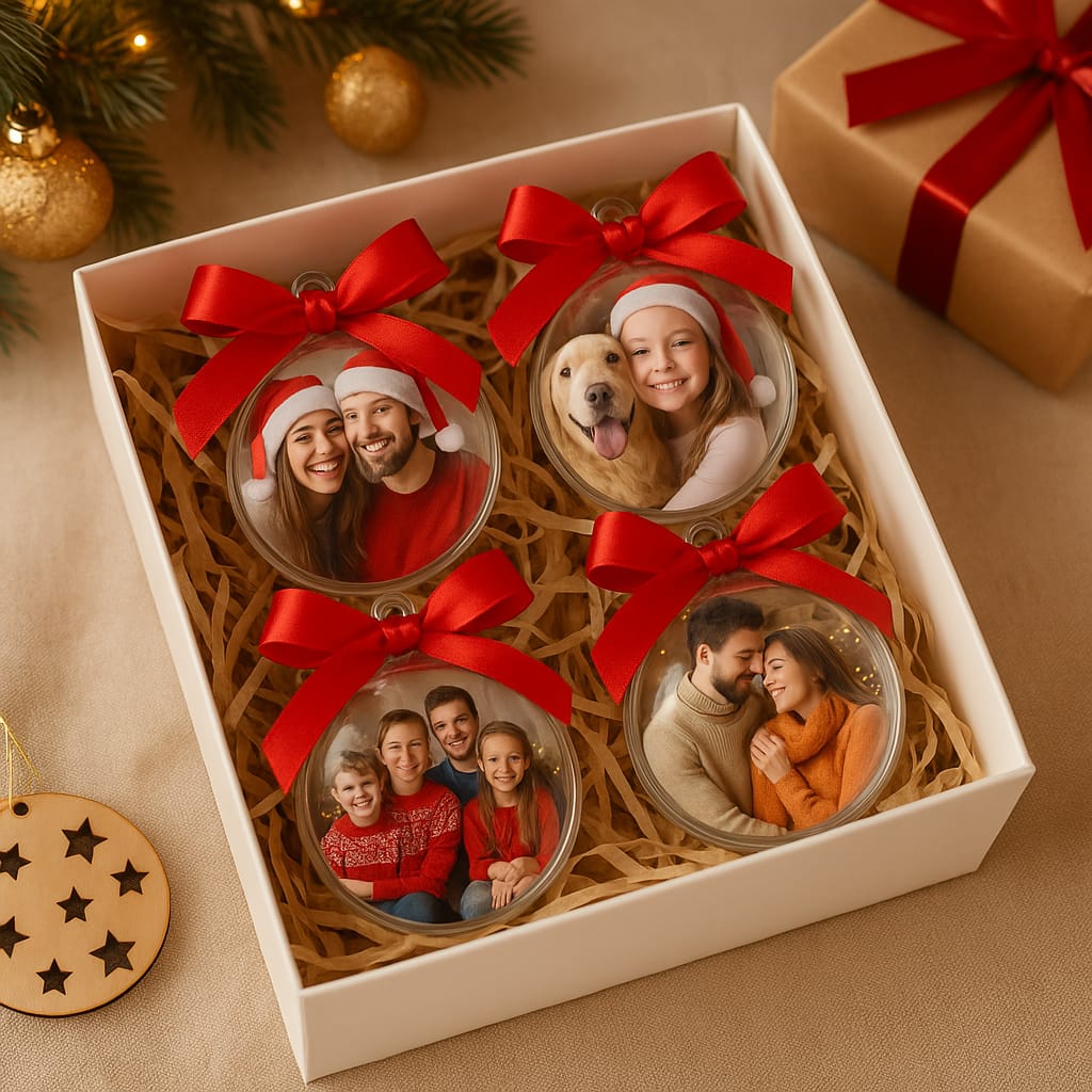 Set di 3 Palline di Natale Personalizzate con Foto – Magia sul Tuo Albero
